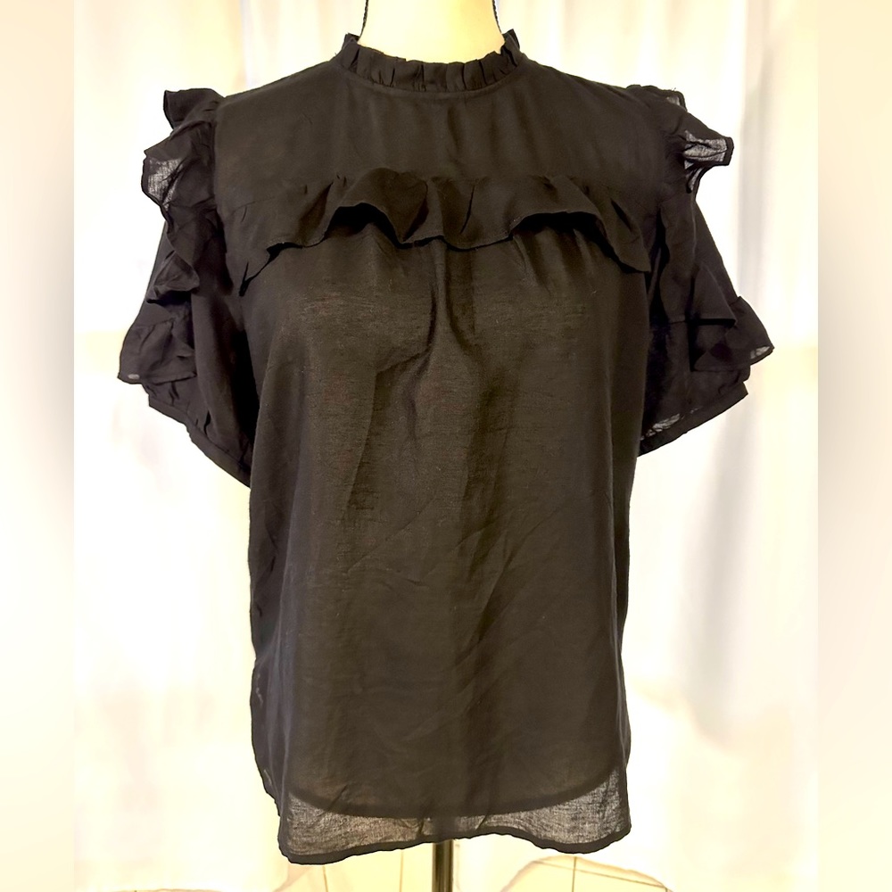 LOFT black Rayon/linen top